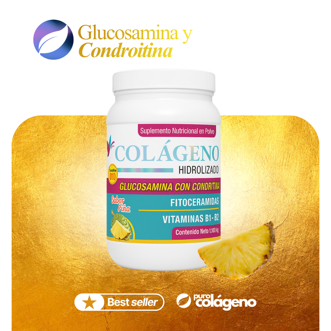 Colágeno Hidrolizado reforzado con Glucosamina y Condroitina • Piña 🍍 1.100kg