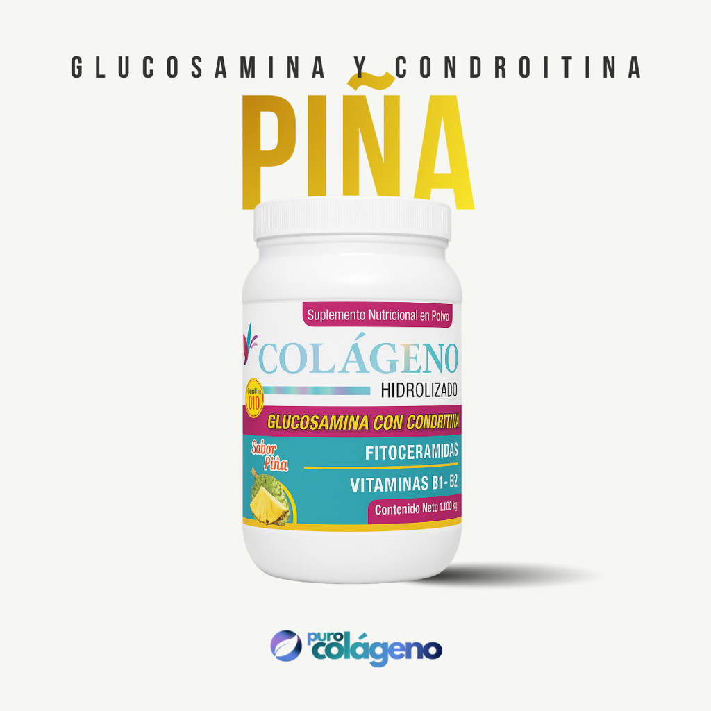 Colágeno Hidrolizado reforzado con Glucosamina y Condroitina • Piña 🍍 1.100kg