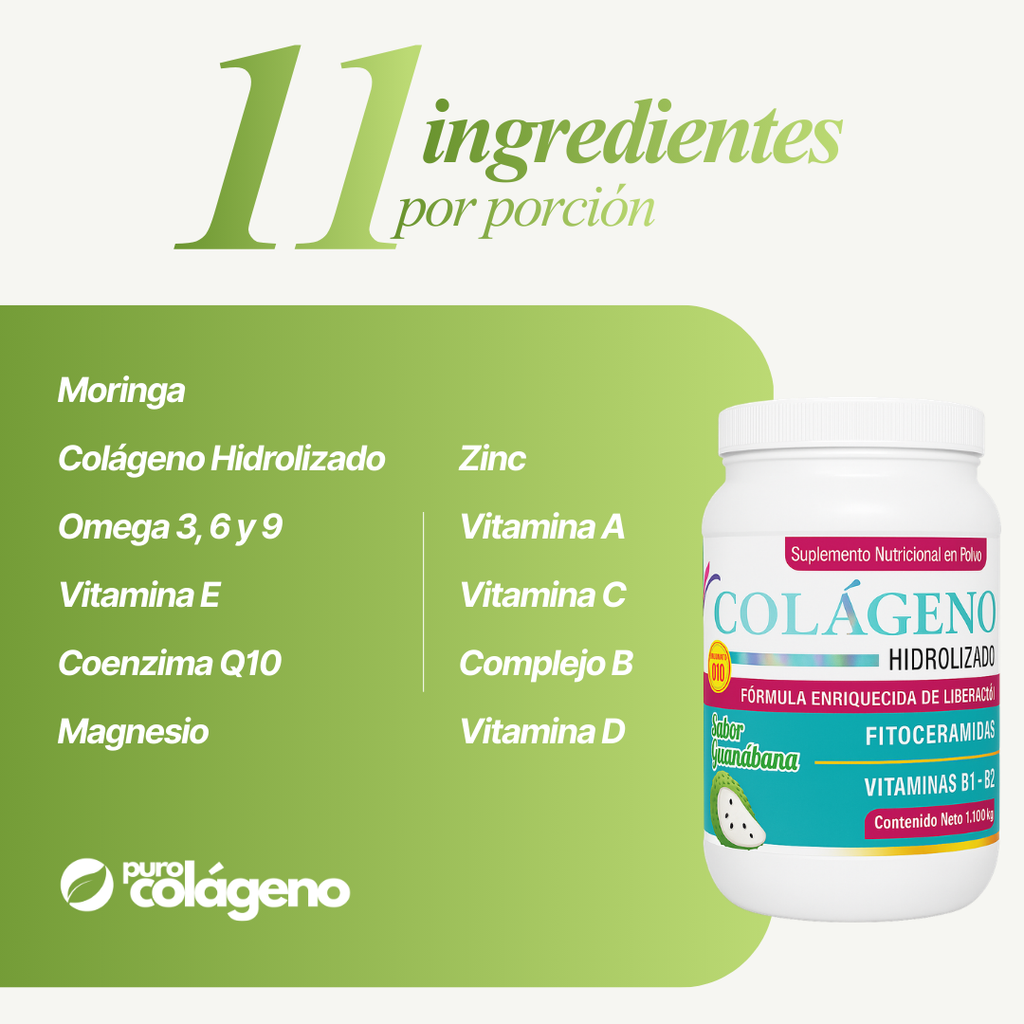 Colágeno Hidrolizado reforzado con Moringa • Guanabana 🍃 1.100kg