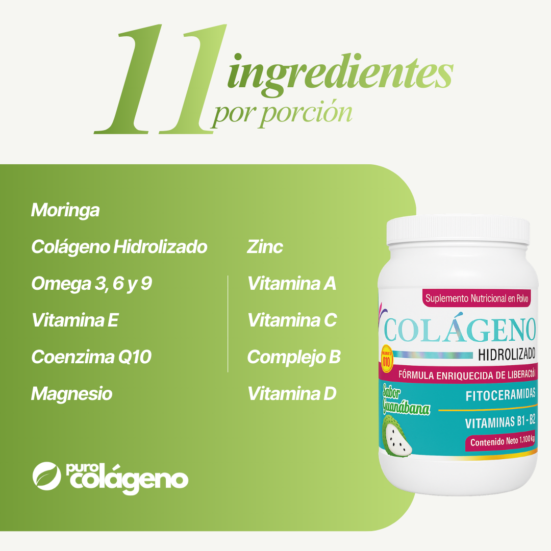 Colágeno Hidrolizado reforzado con Moringa • Guanabana 🍃 1.100kg