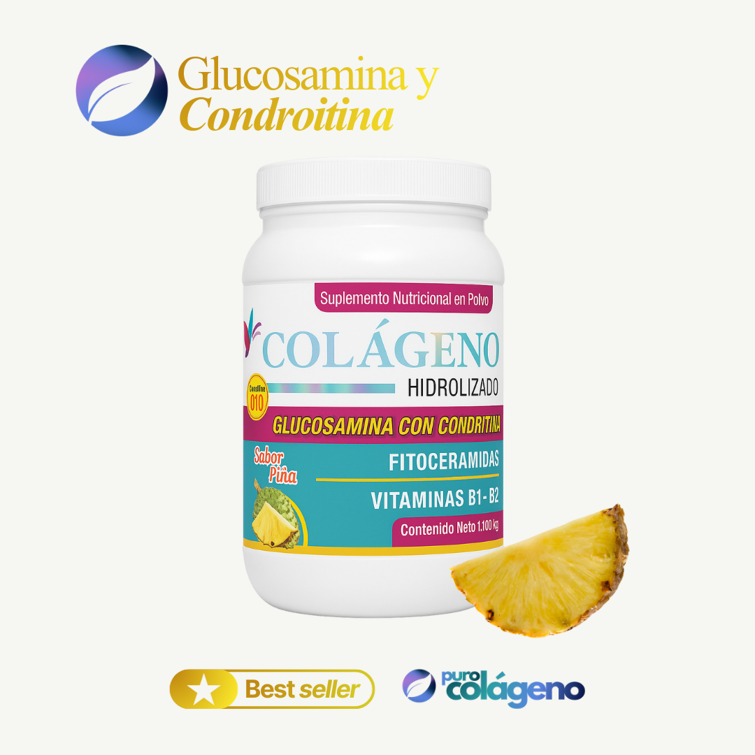 Colágeno Hidrolizado reforzado con Glucosamina y Condroitina • Piña 🍍 1.100kg
