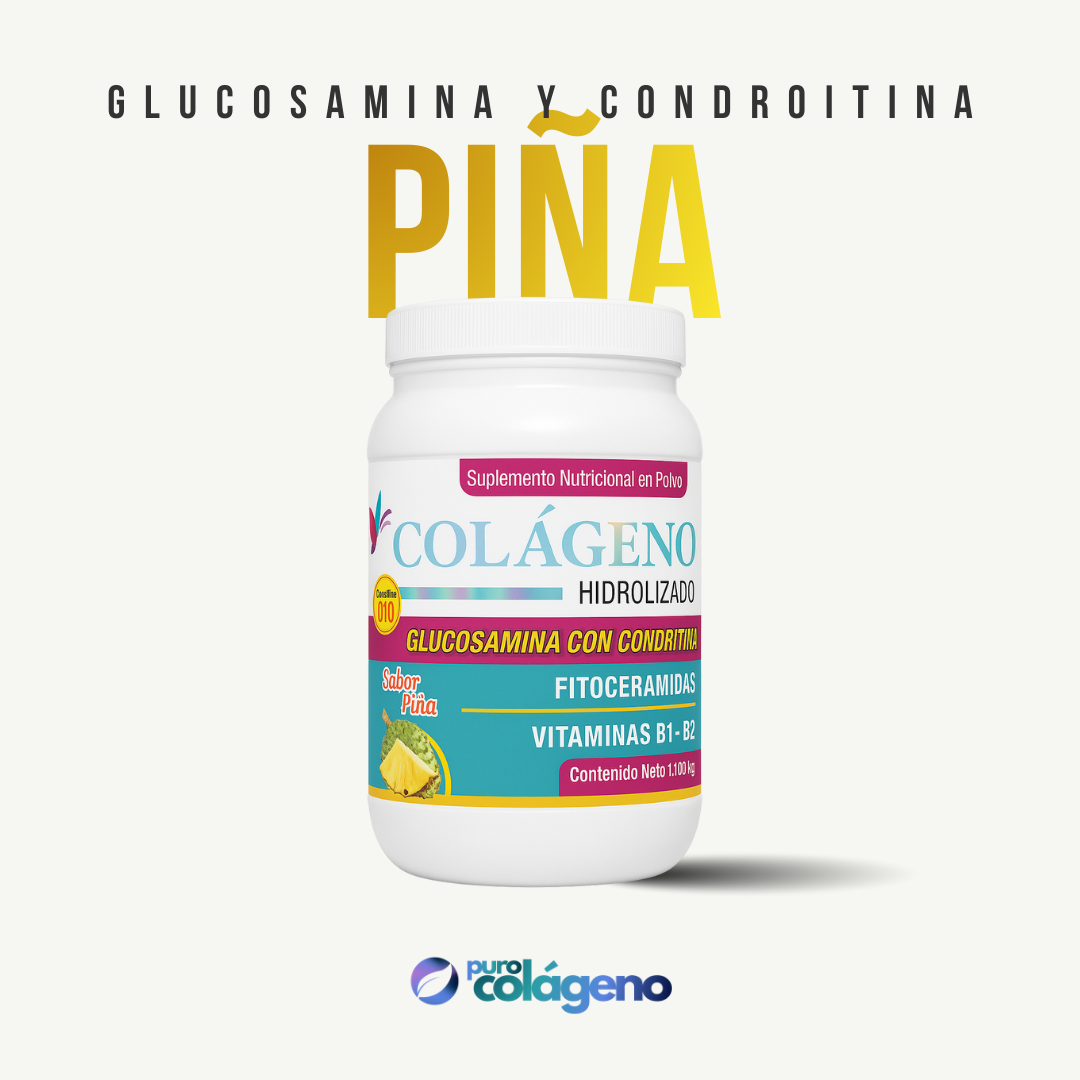 Colágeno Hidrolizado reforzado con Glucosamina y Condroitina • Piña 🍍 1.100kg